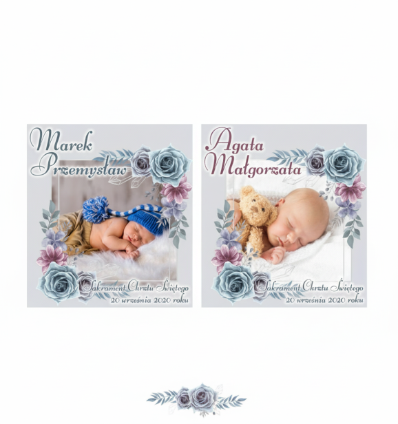 projekty kolorystyczne do wyboru - Szatka na chrzest ze zdjęciem HIMMELI - Pamiątka Chrztu Świętego