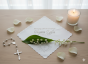 projekt PLATYNOWY - Szatka na Chrzest PURE HEART z dżetami – personalizowana chusteczka Chrztu Świętego