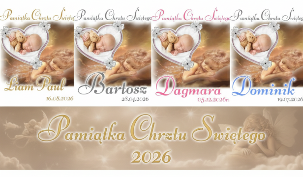 Kolorystyka projektów do wyboru - Szatka na Chrzest z imieniem i zdjęciem dziecka – Pamiątka Chrztu Świętego (Aniołek) | Kolekcja Richelieu Elegance