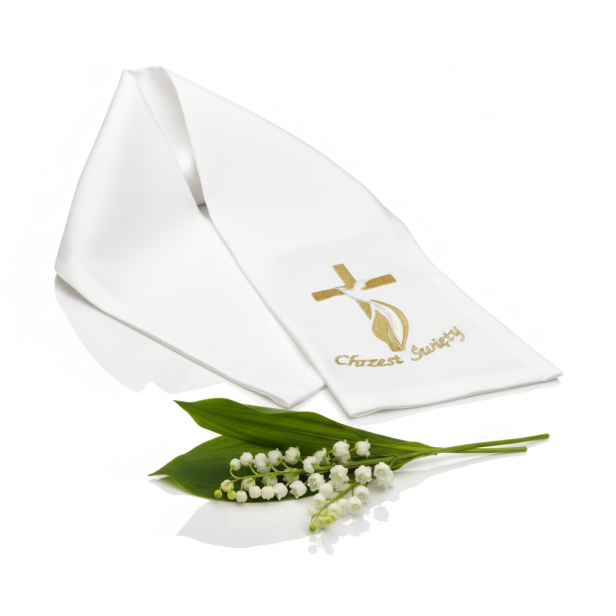 Szal do Chrztu Świętego z haftem „Krzyż Nowoczesny” – Linia SIGNUM