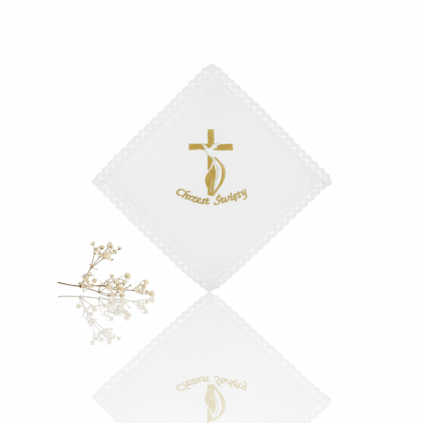 Chusta do Chrztu Świętego z haftem „Krzyż Nowoczesny” – Linia SIGNUM