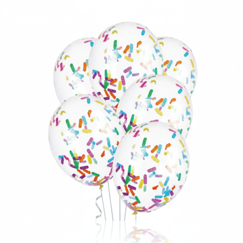 Balony z kolorowym konfetti – lateksowe 30 cm | 5 szt.