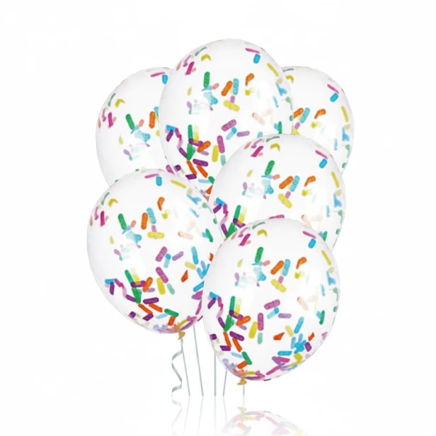 Balony z kolorowym konfetti – lateksowe 30 cm | 5 szt.
