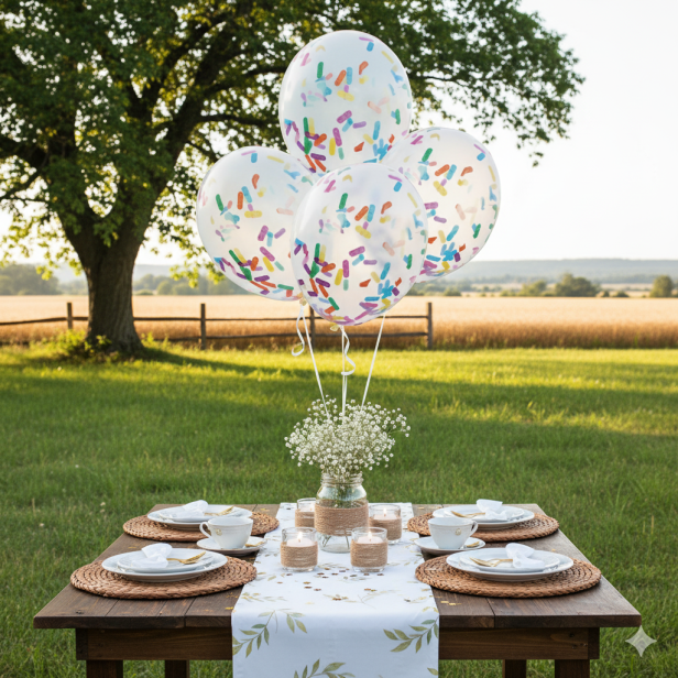 Balony z kolorowym konfetti – zestaw 5 szt. (lateksowe 30 cm)