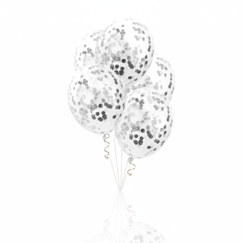 Balony SILVER ze srebrnym konfetti – 30 cm | 4 szt.