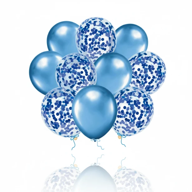 Balony ROYAL BLUE CHROM z konfetti – 30 cm | 10 szt.