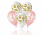 Balony CHRZEST ŚWIĘTY „Aniołek i Krzyż” – biało-różowe, zestaw 5 szt. (lateksowe 30 cm)