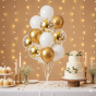 Balony BIAŁY & GOLD z konfetti – zestaw 10 szt. (lateksowe 30 cm)