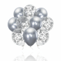 Balony SILVER CHROME z konfetti – zestaw 10 szt. (lateksowe 30 cm)