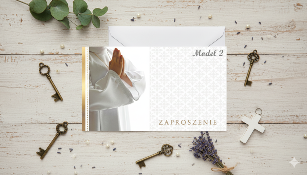 Model  1 - Zaproszenia komunijne – 5 szt. | Eleganckie zaproszenia na I Komunię Świętą