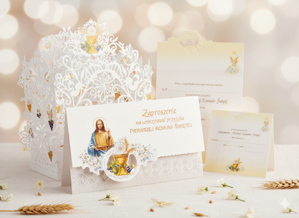 Zaproszenia na I Komunię Świętą – eleganckie, 10 szt. | Zestaw zaproszeń