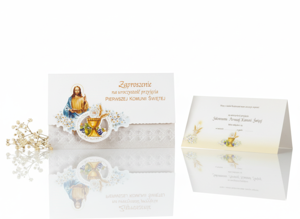 Zaproszenia na I Komunię Świętą – eleganckie, 10 szt. | Zestaw zaproszeń