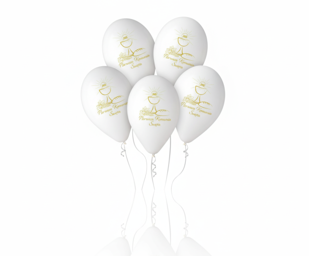 Balony komunijne „IHS KIELICH” – 5 szt. (lateksowe 30 cm)