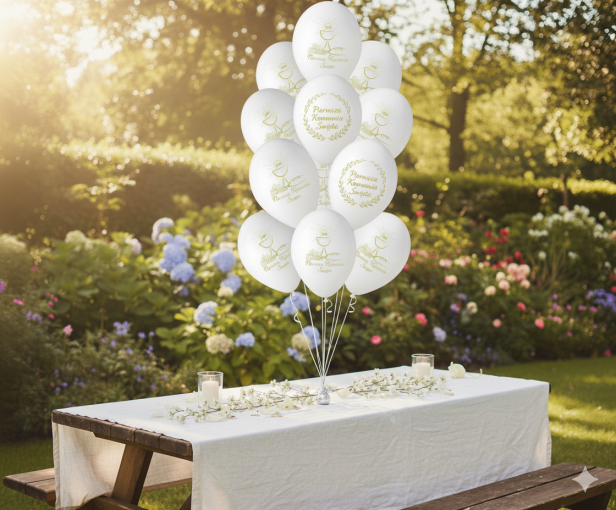 Balony komunijne „IHS WIANEK” – 5 szt. (lateksowe 30 cm)