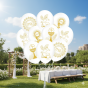 Balony komunijne „Symbolika IHS” – 10 szt. (lateksowe 30 cm)