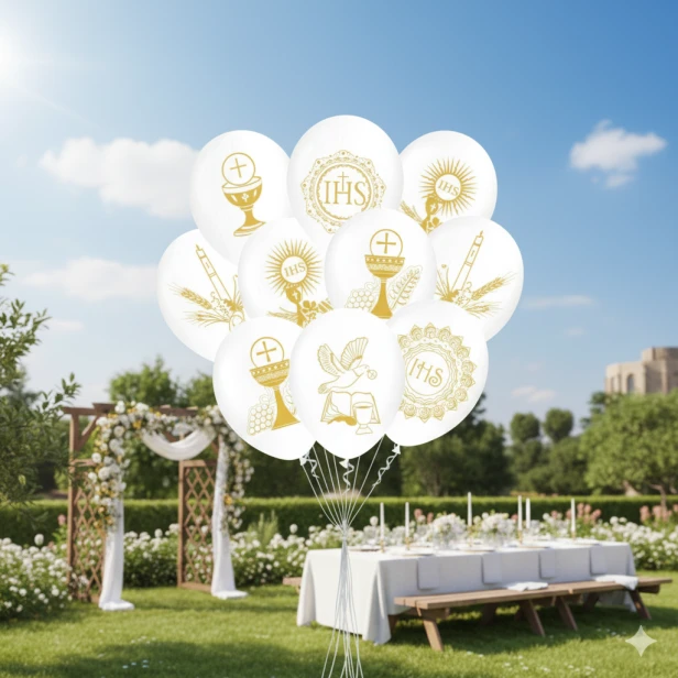 Balony Kielich Eucharystyczny – dekoracja komunijna w ogrodzie
