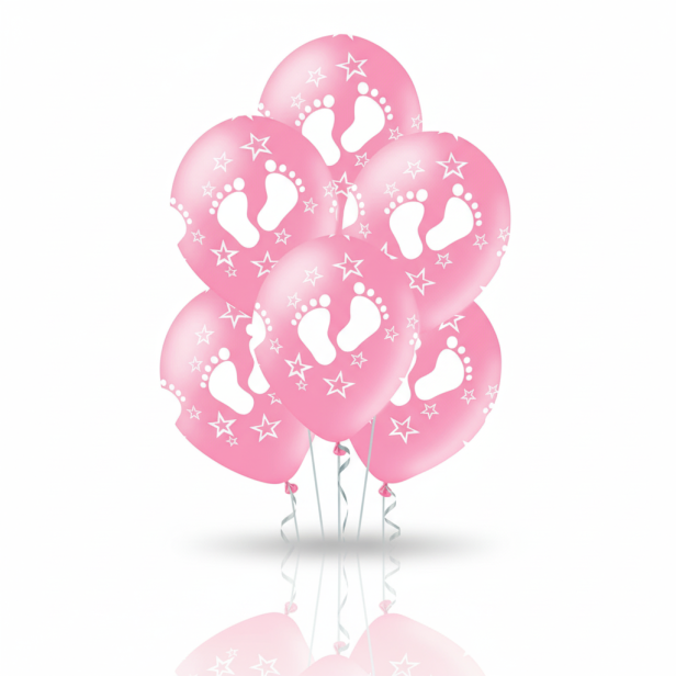 Balony „Stópki” różowe – zestaw 6 szt. (lateksowe 30 cm)