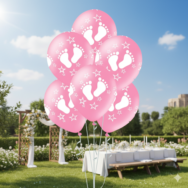 Balony „Stópki” różowe – zestaw 6 szt. (lateksowe 30 cm)