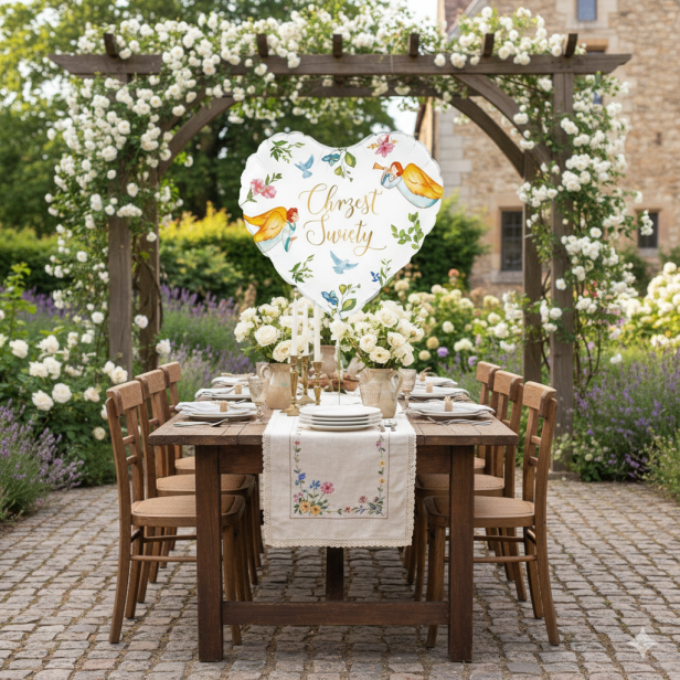 Balon foliowy „Chrzest Święty – Anioły” serce – 45 cm
