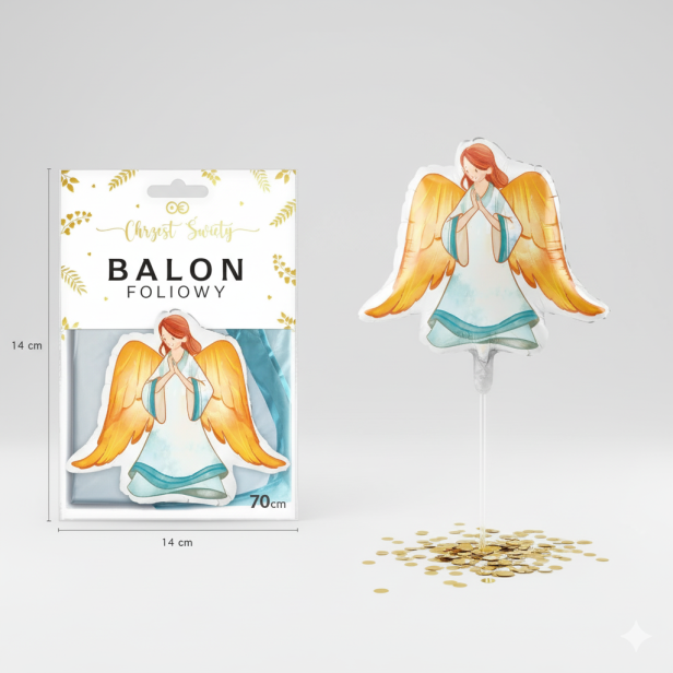 Balon foliowy „Anioł Dziewczynka” – Chrzest Święty, 70 cm