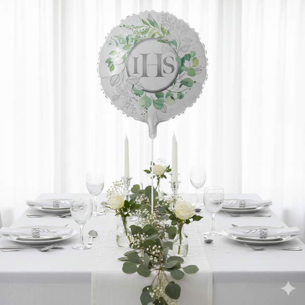 Balon foliowy „IHS Eukaliptus Srebrny” – 45 cm