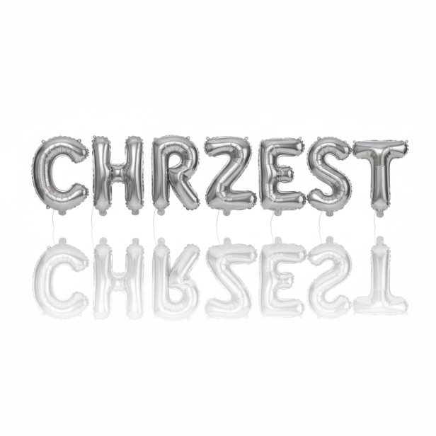 Balon foliowy napis „Chrzest Święty” – srebrny, 40 cm (girlanda literowa)