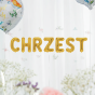 Balon foliowy napis „Chrzest Święty” – złoty, 40 cm (girlanda literowa)