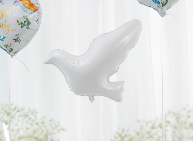 Balon foliowy „Biały Gołąb” – L, 77 × 66 cm