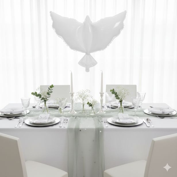 Balon dekoracyjny Biały Gołąb – dekoracja na Chrzest i Komunię