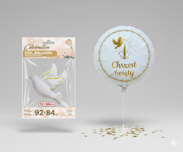 Balon foliowy „Chrzest Święty” – okrągły, 33 cm