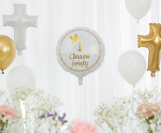 Balon foliowy „Chrzest Święty” – okrągły, 33 cm