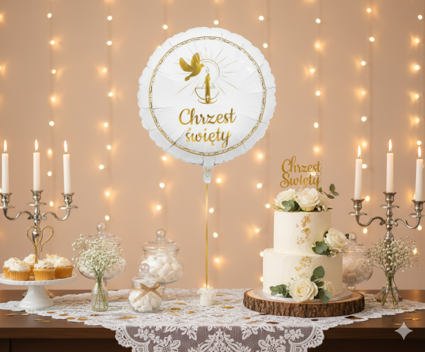 Balon foliowy „Chrzest Święty” – okrągły, 33 cm