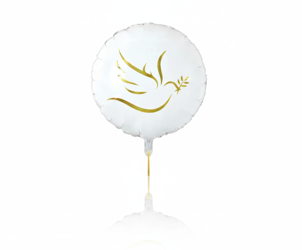 Balon foliowy „Gołąbek z listkami” – okrągły, 45 cm