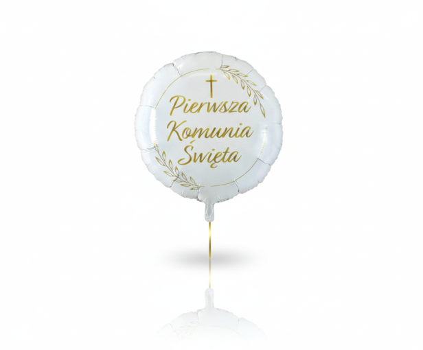 Balon foliowy Pierwsza Komunia Święta – „Kłosy” (okrągły 45 cm)