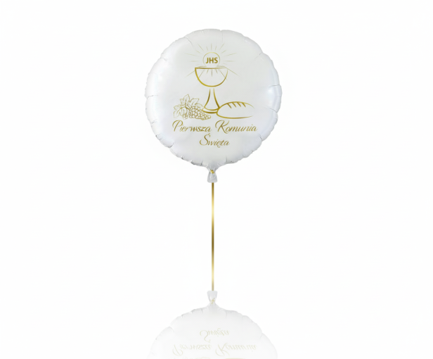 Balon foliowy Pierwsza Komunia Święta – „Chleb” (okrągły 45 cm)