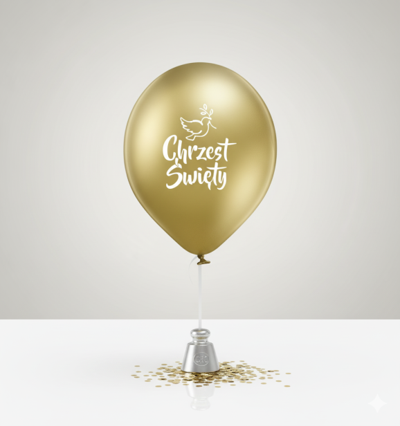 Balon „Chrzest Święty – Glossy Gold” – lateksowy 30 cm (biodegradowalny)