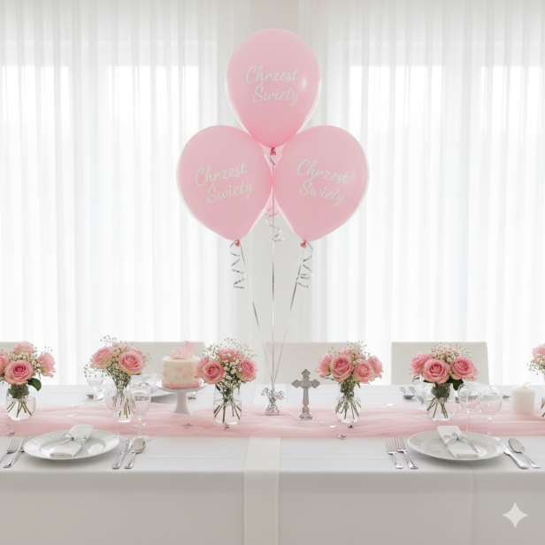 Balon „Chrzest Święty – Pastel Pink” – lateksowy 30 cm (biodegradowalny)