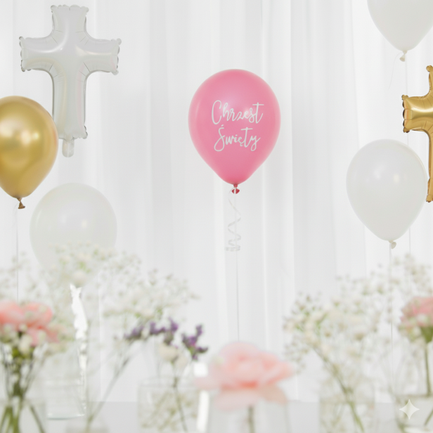 Balon „Chrzest Święty – Pastel Pink” – lateksowy 30 cm (biodegradowalny)