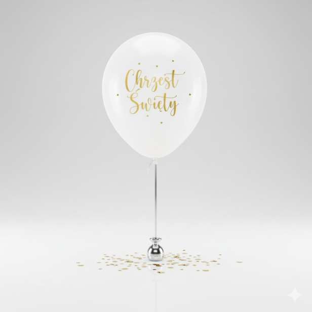 Balon „Chrzest Święty – Pastel White” – lateksowy 30 cm (biodegradowalny)