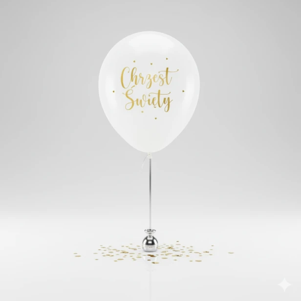 Balon na Chrzest biały – detal wzoru Pastel White