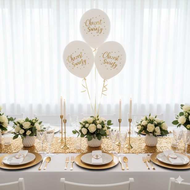 Balon „Chrzest Święty – Pastel White” – lateksowy 30 cm (biodegradowalny)
