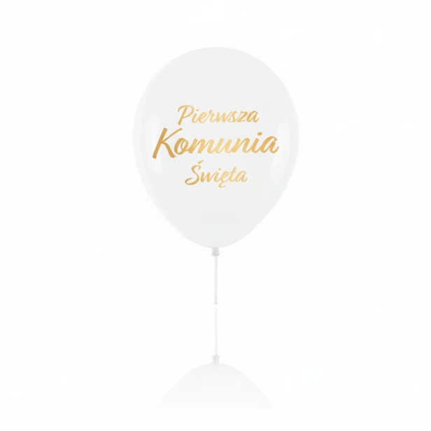 Balon komunijny Złoty IHS – biały lateksowy 30 cm