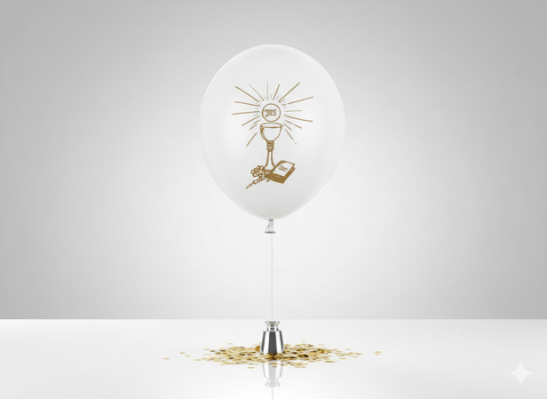 Balon „IHS Chalice & Scripture” – lateksowy 30 cm (biodegradowalny)