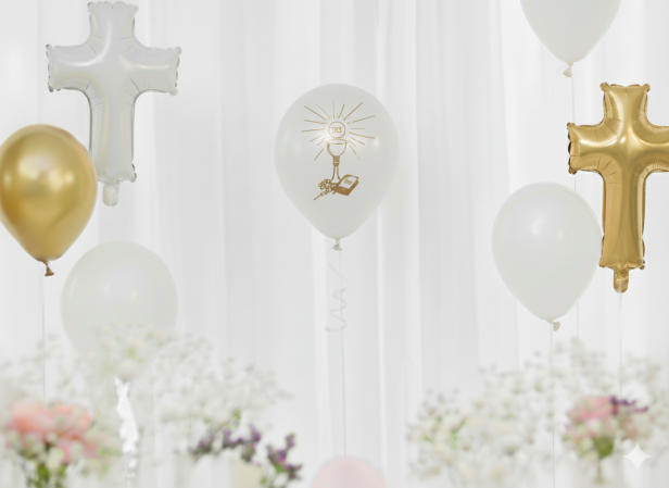 Balon „IHS Chalice & Scripture” – lateksowy 30 cm (biodegradowalny)