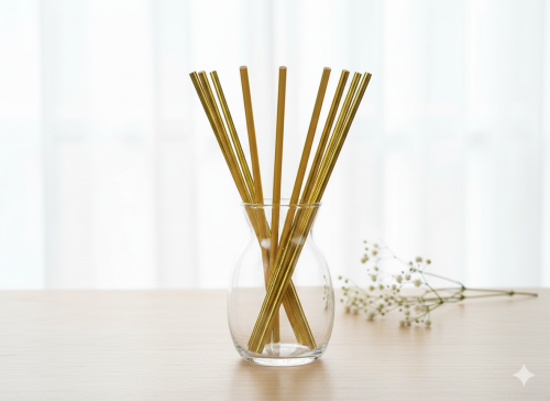 Złote Papierowe Słomki PREMIUM – dekoracja stołu na Komunię (10 szt.)
