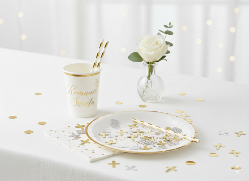 Konfetti metalizowane „Krzyże i Księgi” – złote i srebrne (15 g)