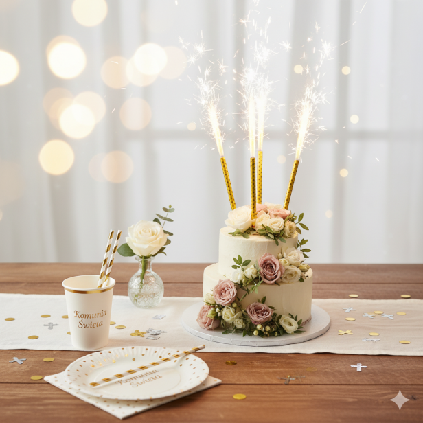 Fontanna Tortowa Premium – złota 25 cm