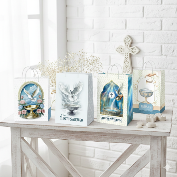 Torebka ozdobna A5 – Chrzest Święty (15 × 23 cm)