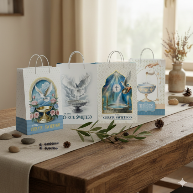 Torebka ozdobna A5 – Chrzest Święty (15 × 23 cm)