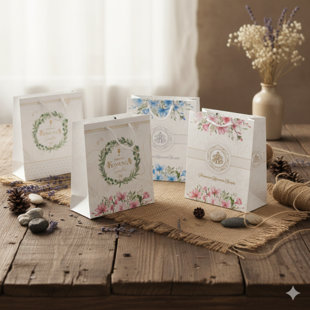 Torebka prezentowa A5 – I Komunia Święta (16 × 24 cm)